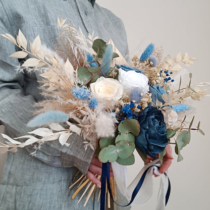 Dried Bridal Bouquet - Elegance and Bohemian Blue