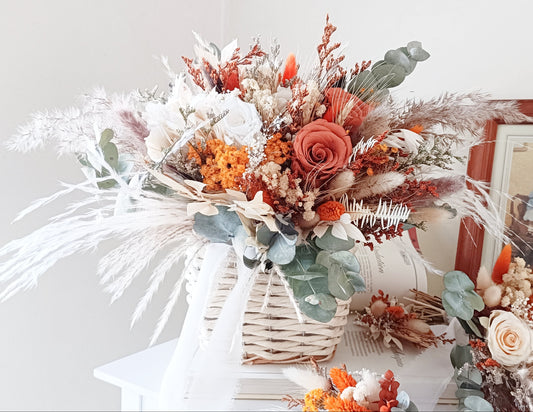 Rustic Dried Floral Basket | Green & Terracotta
