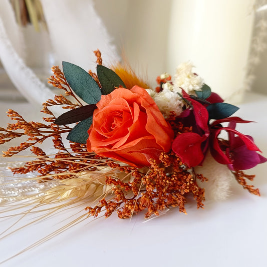rustic dried boutonniere in orange 