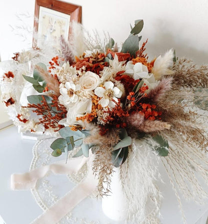 Dried Bridal Bouquet | Terracotta & Green